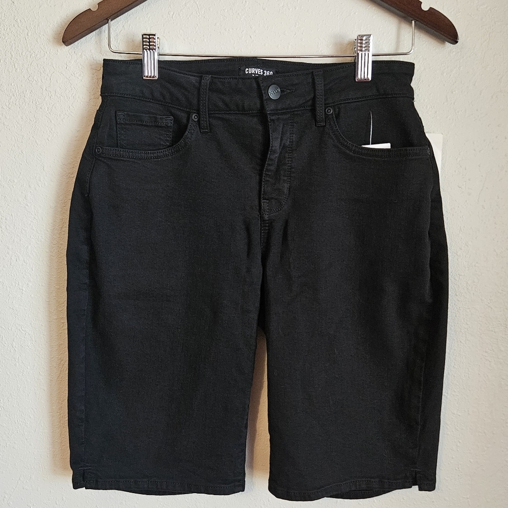 NYDJ Curves 360 Bermuda Shorts Black Mid-Rise Stretch Pockets Sz 2 NWT
